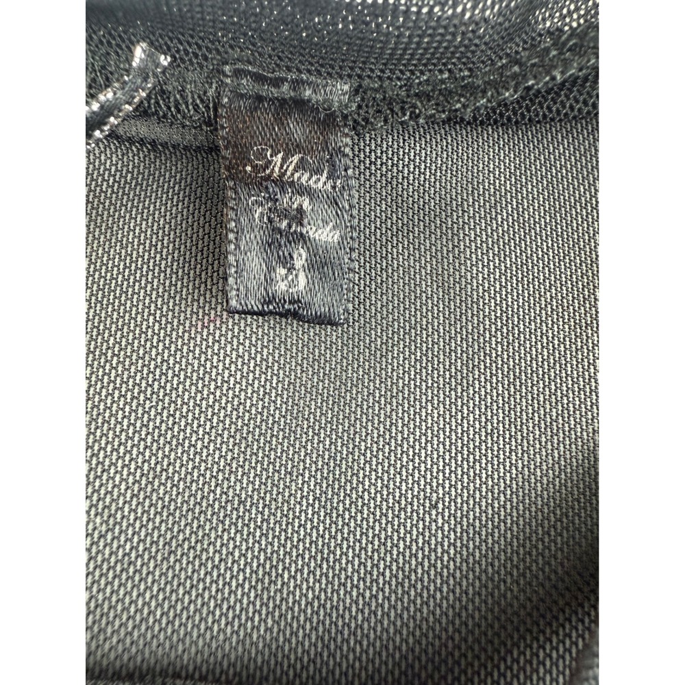BKE Boutique Long Sleeve Mesh Top Black Silver Geometric Pattern Party - Picture 7 of 10